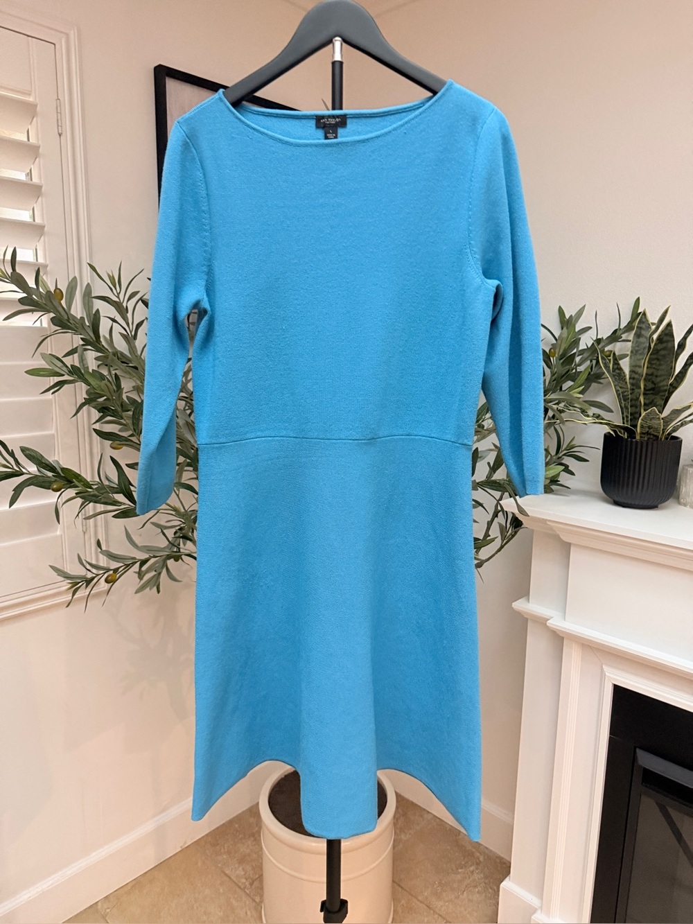 Ann Taylor Turquoise Blue Long Sleeve Knit Dress